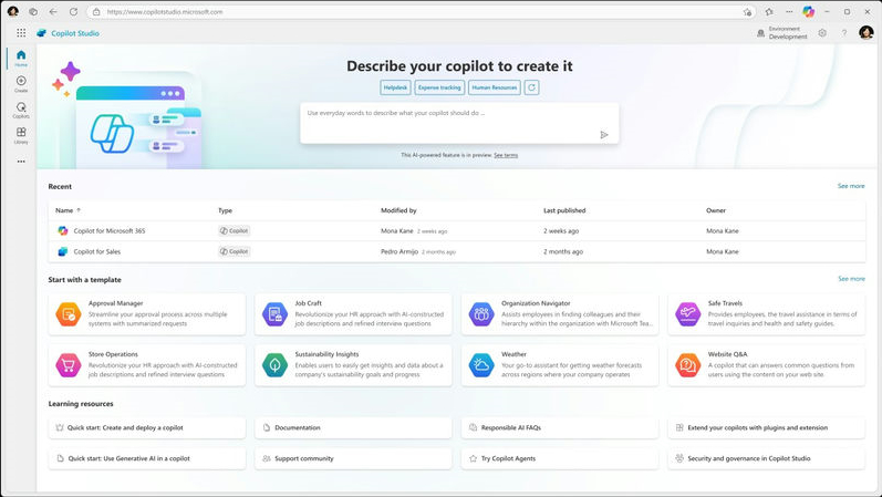 Describe your copilot to create it